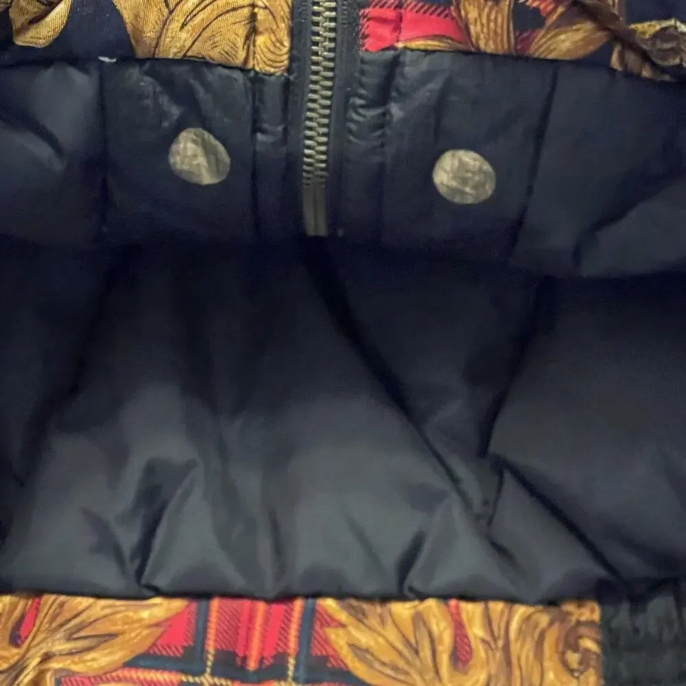 Vtg Gallery Down Jacket Womens S Baroque Plaid Puffer Bomber